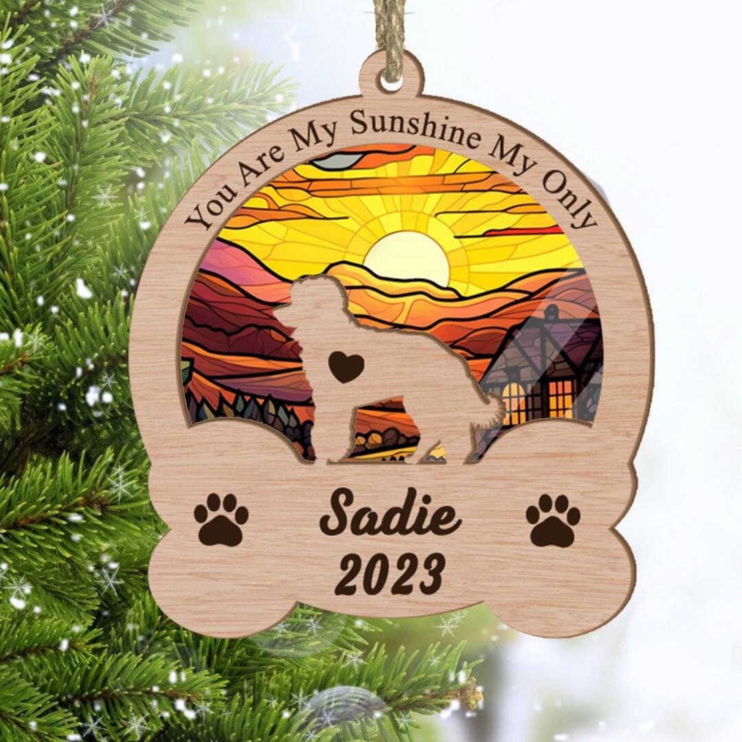 Personalized Dog Bone Suncatcher Ornament Custom Dog Etsy