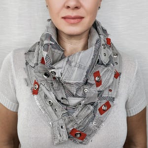 Refashion Grey Scarf: Avant-Garde Burning Man Accessory.