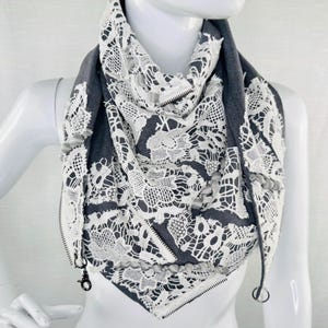 Boho Grey Lace Scarf:  Reworked Design