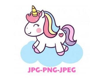 Puede incluir: Un unicornio de dibujos animados con una melena y cola arcoíris, un corazón rosa en el costado y un cuerno dorado, camina sobre una nube azul.