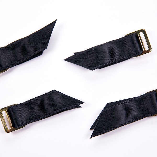 Clips de bretelles en métal doré 10 mm (3/8 pouces) pour lingerie avec dos en plastique noir et ruban noir