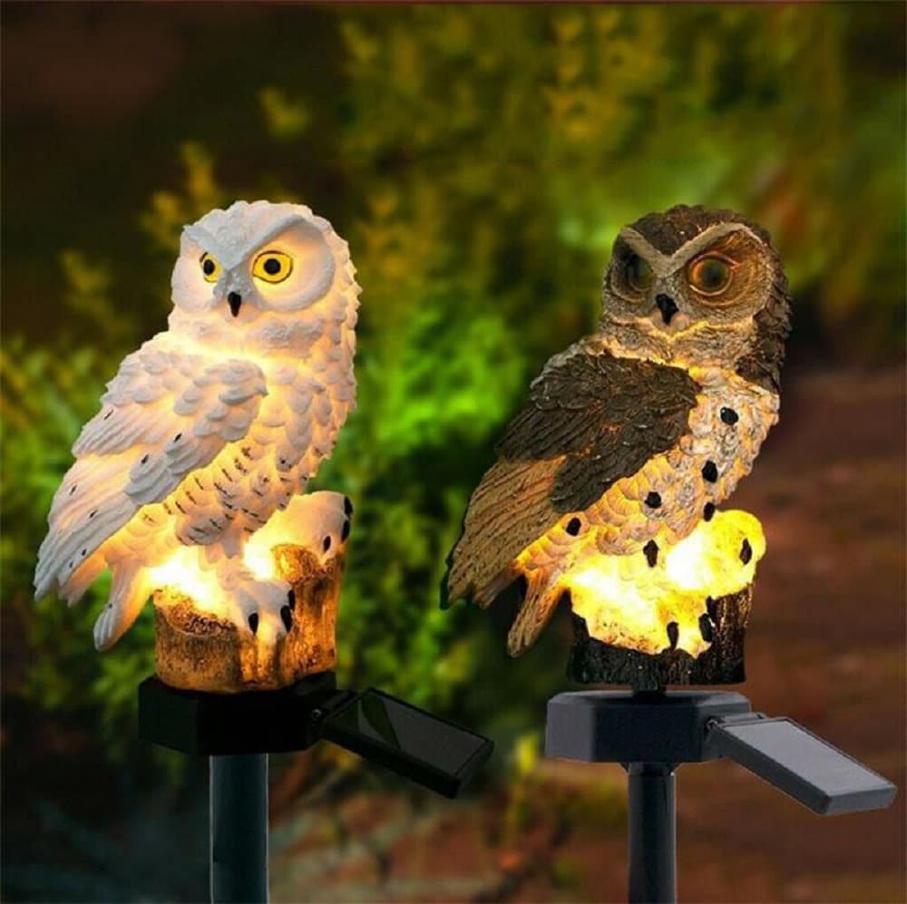 最大40%OFFクーポン Set of Sweet Hoot Owl Solar Power Garden Patio Yard Decor  Statue Path Figure 5.75 inches Tall