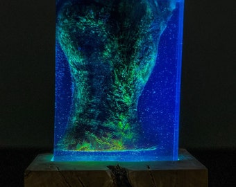 Personalized Epoxy Resin Night Light, Custom Wood Lamp