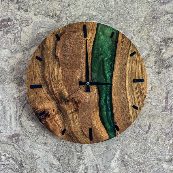 Wooden wall clock, Epoxy wall clock, Clock for wall, Epoxy Wood Clock, Epoxy Wooden Clock, Living room clock, Oak Tree Wood, Resin clock