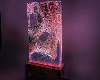 Custom Epoxy Resin Night Light, Handmade Wood Bedroom Lamp