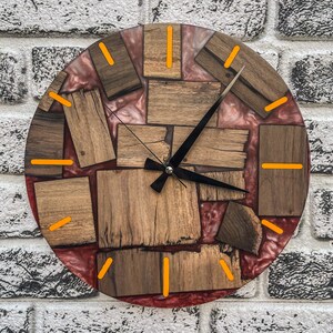 Custom Made Resin & Walnut Wood Wall Clock Unique, Resin Clock, Clock ...