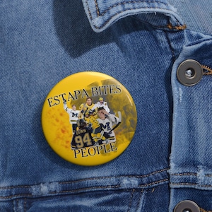 UMich Hockey, Mark Estapa Pin Button | University of Michigan Game Day Pin Button