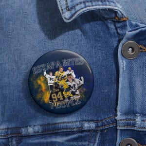 UMich Hockey, Mark Estapa Pin Button | University of Michigan Game Day Pin Button
