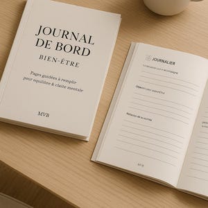 Journal de Bord Bien-Être | Pages guidées à remplir pour s’ancrer, se recentrer & équilibrer son quotidien