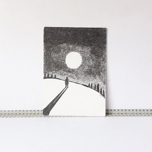 disegno del sole di mezzanotte, disegno con inchiostro nero su carta  firmato da Sco-Sco nel anni 90