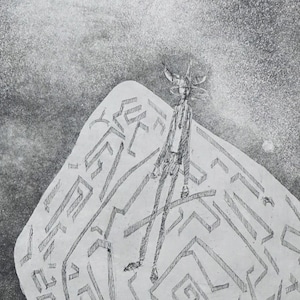 Il mito del tauro 2002 , grafica d'arte, acquaforte e acquatinta su rame stampa su carta cotone 100% - di Pasquale Scognamiglio