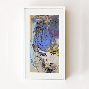 portrait of a woman of the sea, hand painted with mixed technique on wooden board, street art style - signed Pasquale Scognamiglio