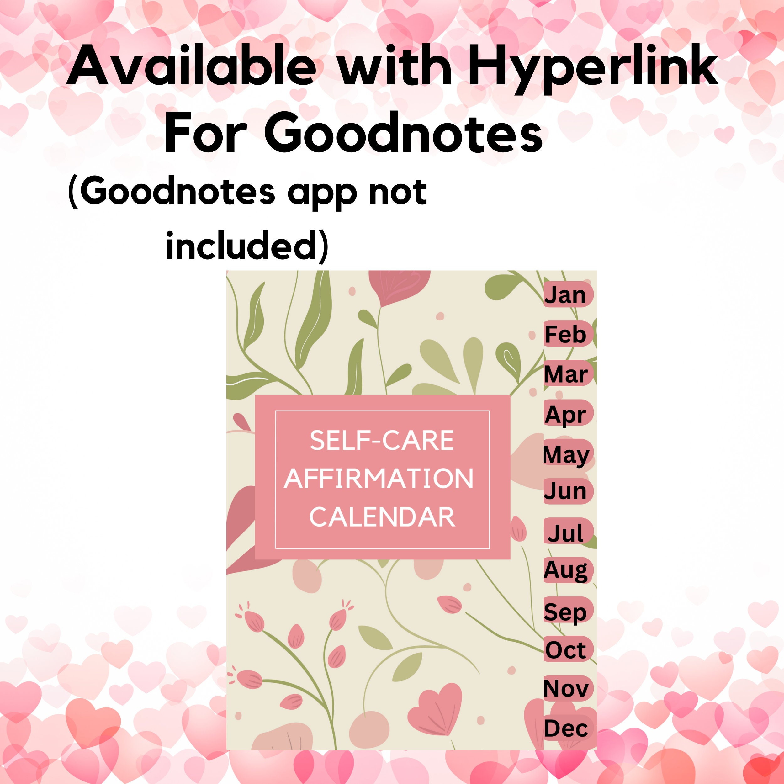 Printable Calendar Affirmation Calendar 12 Month Calendar Minimalist