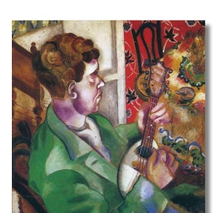 David in Profile by Marc Chagall canvas art print, Marc Chagall Art Print, Marc Chagall Art poster, Vintage Abstract Expressionist Canvas