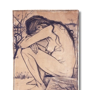Vincent van Gogh Sorrow 1882 Canvas Print,Vincent van Gogh Poster,Vincent van Gogh Canvas  Wall Art,Vincent van Gogh art,Van Gogh Drawing