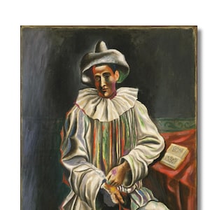Pablo Picasso, Pierrot 1918 canvas wall art print,Pablo Picasso poster,Pablo Picasso print,Vintage Pablo Picasso,Ready to Hang canvas