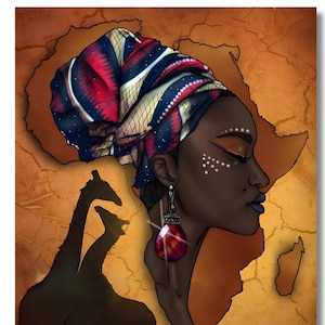 Impression d'art mural toile femme africaine élégante, affiche d'art femme africaine, impression toile tribale, art culturel africain, art du pouvoir de la femme, africain