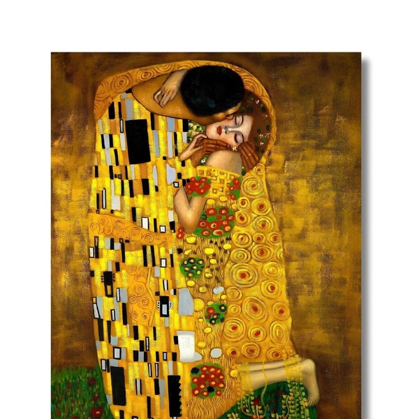 El beso-Gustav Klimt Impresión de lienzo, Cartel de lienzo de Gustav Klimt, Cartel de Gustav Klimt Impresión de lienzo de Gustav Klimt, impresiones de arte Klimt, Impresión de Klimt