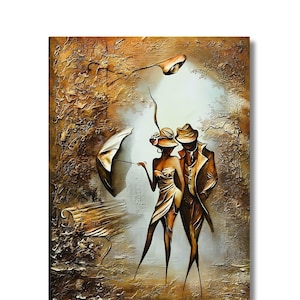 Gold Tango Leinwand Wandkunst, Tango Wandkunst, Tanzendes Paar Gemälde Druck, Tango Paar Poster, Tanzendes Paar Leinwand, Tanz großes Poster