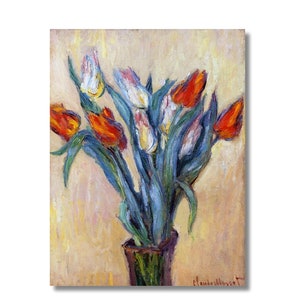 Jarrón de tulipanes de Claude Monet, lienzo para pared, impresión de Claude Monet, póster de Claude Monet, lienzo de Claude Monet, impresión de jarrón de tulipanes, impresión de tulipanes