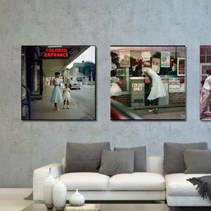 Set of 3 Gordon Parks canvas wall art print, Drinking Fountain Black Lives Matter African American, Gordon Parks canvas poster, Gordon Parks