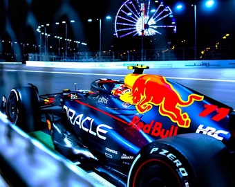 Red Bull Formula 1 canvas art, Max Verstappen poster, Formula One car painting, Sports car wall print, Racing team memorabilia,ready to hang