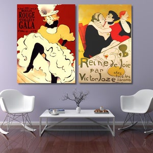 2 prc Henri de Toulouse-Lautrec Canvas Wall Art, Henri de Toulouse-Lautrec  art,TOULOUSE-LAUTREC print,toulouse poster,Lautrec reine de joie