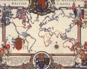 大英帝国地図| 連邦地図| イギリス連邦| 古イギリス地図| 壁装飾