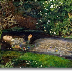 Ophelia by John Everett Millais Canvas Wall Art, John Everett Poster,John Everett  Print, John Everett painting,Wall Art Print,ready to hang