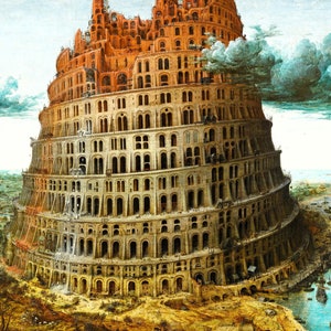 The Tower of Babel by Pieter Bruegel the Elder canvas Wall Art print, Pieter Bruegel art, Pieter Bruegel Poster, tower of babel art