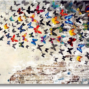 Banksy Poster,Graffiti Wandkunst,Bunter Schmetterling Mädchen Leinwanddruck,Banksy Leinwanddruck Kunst,Graffiti Art,Banksy Leinwand Plakat, Straßenkunst