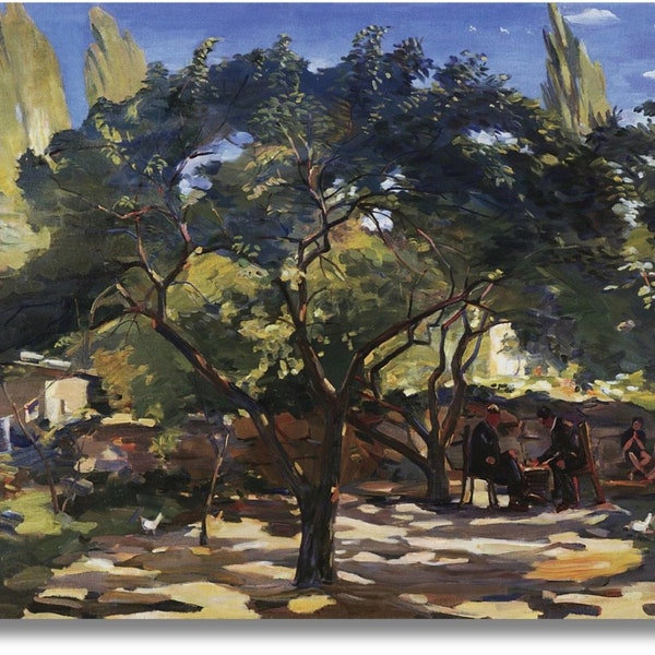 Martiros Saryan Byurakan:Under The Apricot Trees (1954) Canvas Wall Art, Martiros Saryan Painting, Martiros Saryan Print,Poster, Decor,