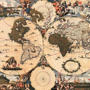 17 世紀の世界地図 Nova Totius Terrarum Orbis Tabula キャンバス プリント、Old World Map ポスター、Nova Totius Terrarum Orbis Tabula ポスター