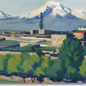 Martiros Saryan Byurakan:View of Mount Ararat from Yerevan Canvas print, Martiros Saryan poster, Martiros Saryan Print,Armenia Wall Art