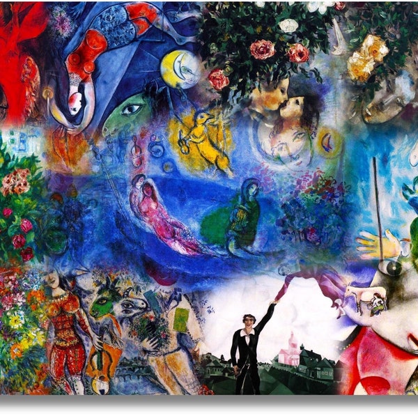 Marc Chagall Canvas Print Art ,Marc Chagall Canvas Poster Arts , Chagall’s World Canvas poster,Modern Expressionism Paints Wall Art