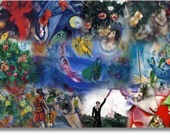 Marc Chagall Canvas Print Art ,Marc Chagall Canvas Poster Arts , Chagall’s World Canvas poster,Modern Expressionism Paints Wall Art