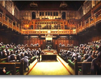 BANKSY WALL ART Banksy Canvas Banksy Monkey Parliament Banksy Graffiti Street Art Canvas Pop Art Wall Art Graffiti Wall Art Pop Art Canvas