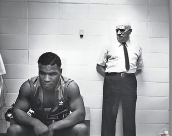 Young Mike Tyson and Cus D'Amato Ready To Hang Canvas, Mike Tyson Print, Boxing Poster, Mike Tyson Wall Art, Mike Tyson Poster, Boxing Print