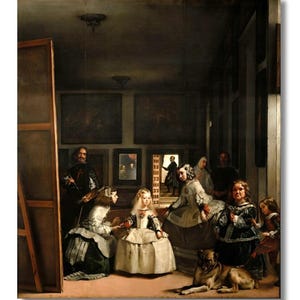 Las Meninas (The Maids of Honor) or the Royal Family by Diego Velazquez Canvas Wall Art Print Diego Velazquez Poster,Velázquez Wall Art