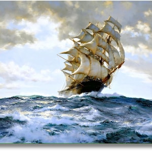 The Proud Ship By Montague Dawson Print Poster,The Proud Ship  Canvas ,The Proud Ship Poster,The Proud Ship Poster Canvas Art,ready to hang
