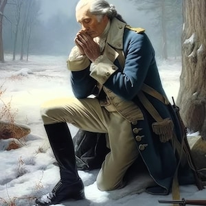 George Washington Praying At Valley Forge American Revolutionary War, George Washington canvas wall art print, George Washington poster