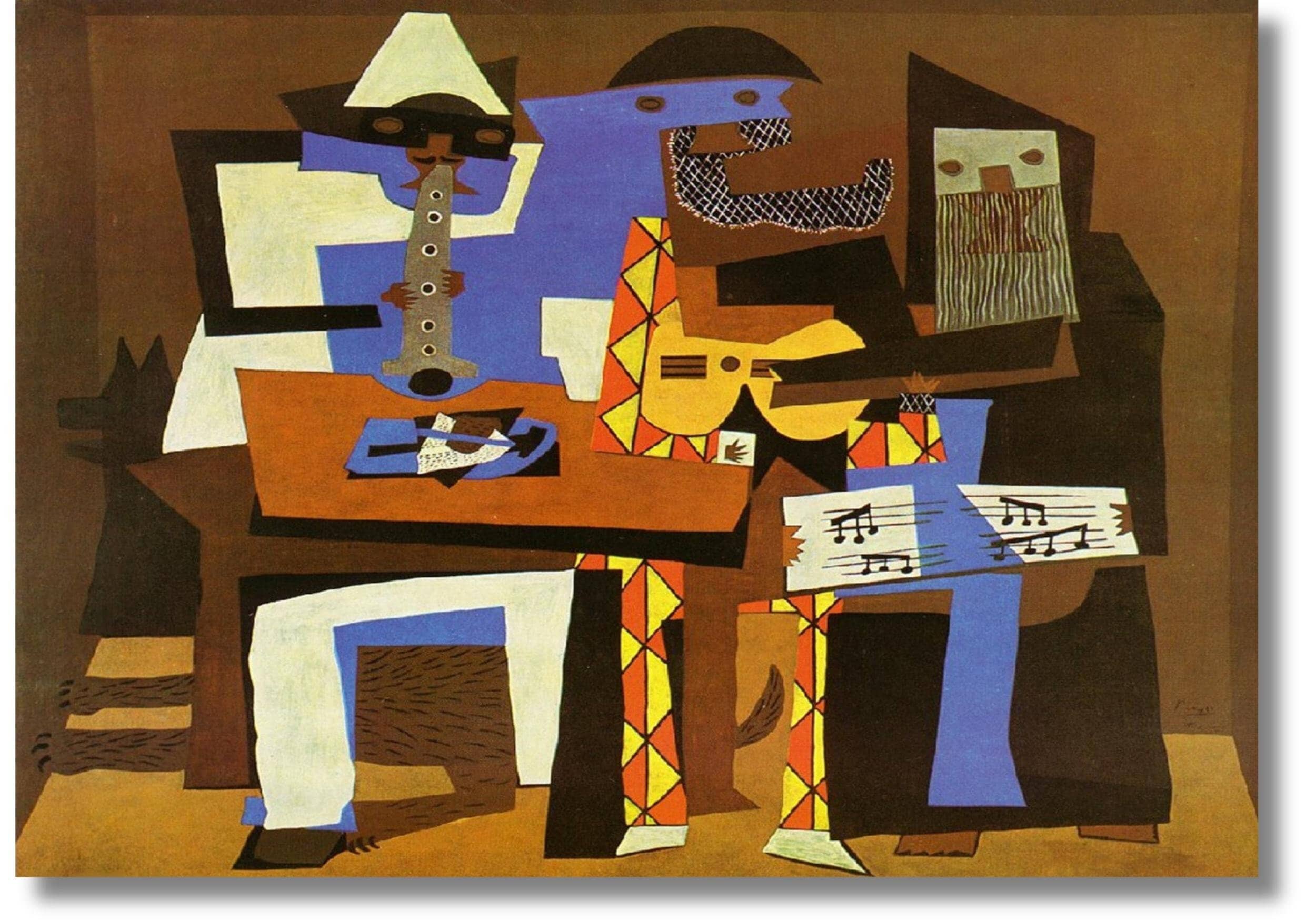 Three Musicians by Pablo Picasso  Canvas Wall Art, Print Design,Poster Print For Home,Office Decoration,Poster Or Canvas Ready To Hang