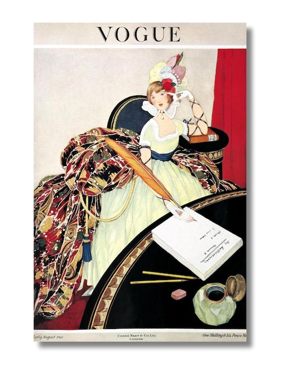 Vintage Vogue Magazine Cover 1921, George Wolfe Plank Fashion