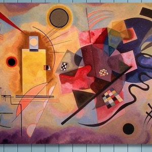 Wassily Kandinsky canvas muurkunst, geel rood blauw 1923, expressionisme, abstracte kunst, constructivisme, abstract, design, cadeau, moderne muurkunst,