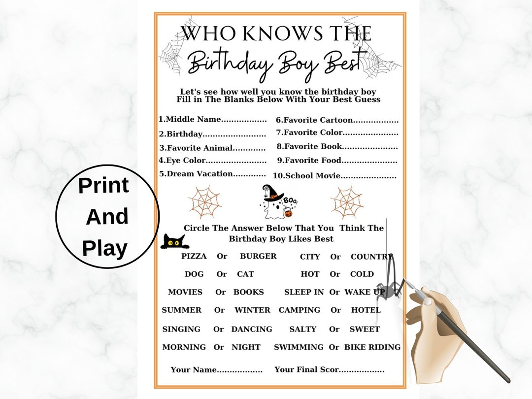 Who Knows the Birthday Boy Best, Birthday Questionnaire Activity ...