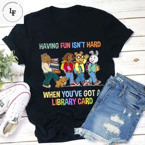 Plezier hebben is niet moeilijk als je een bibliotheekkaart hebt Vintage T-shirt leraar, shirt leraar, shirt leraar, shirt boekenliefhebber, shirt boekenliefhebber