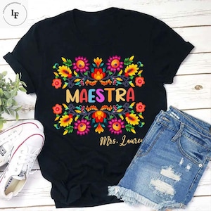 Personalized Name Maestra Teacher Vintage T-Shirt, Spanish Teacher Shirt, Spanish Teacher Gift, Teacher Name Shirt, Maestra Shirt
