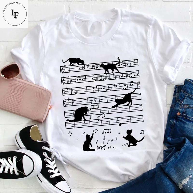 Cat music t shirt online