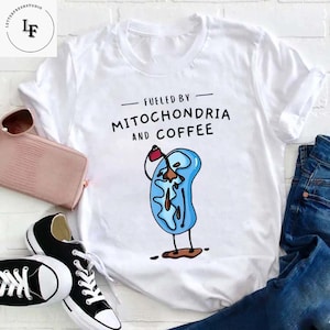Fueled By Mitochondria And Coffee Funny Science Teacher Vintage T-Shirt, Science Teacher Shirt, Science Shirt, Science Teacher Gift