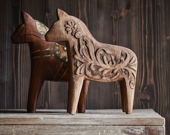 Dala horse antique finish decorative horse wooden horse vintage Sweden